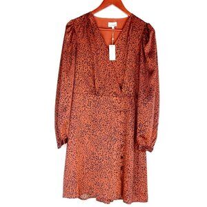 Heartloom Womens Medium Bronze Emmy Dress Leopard Scoop Neck Satin Mini $190 NWT